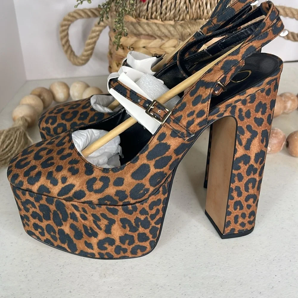 Jessica Simpson Leopard Print Platform Mary Jane Pumps